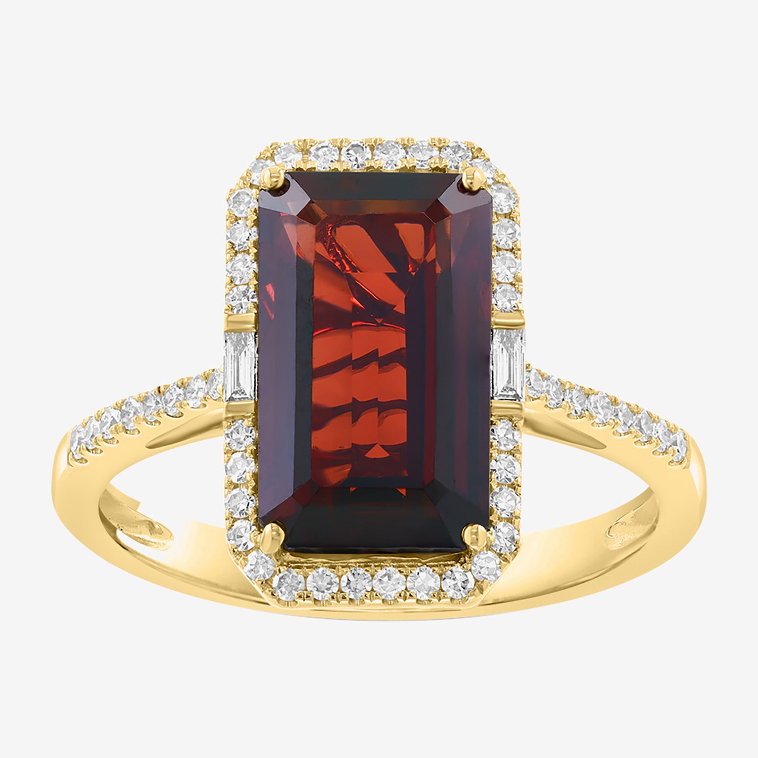 Effy Final Call Limited Quantities! Womens 1/4 CT. T.W. Genuine Red Garnet 14K Gold Side Stone Cocktail Ring