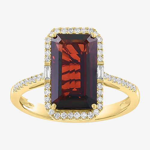 Effy Final Call Limited Quantities! Womens 1/4 Ct. T.w. Genuine Red Garnet 14k Gold Side Stone Cocktail Ring