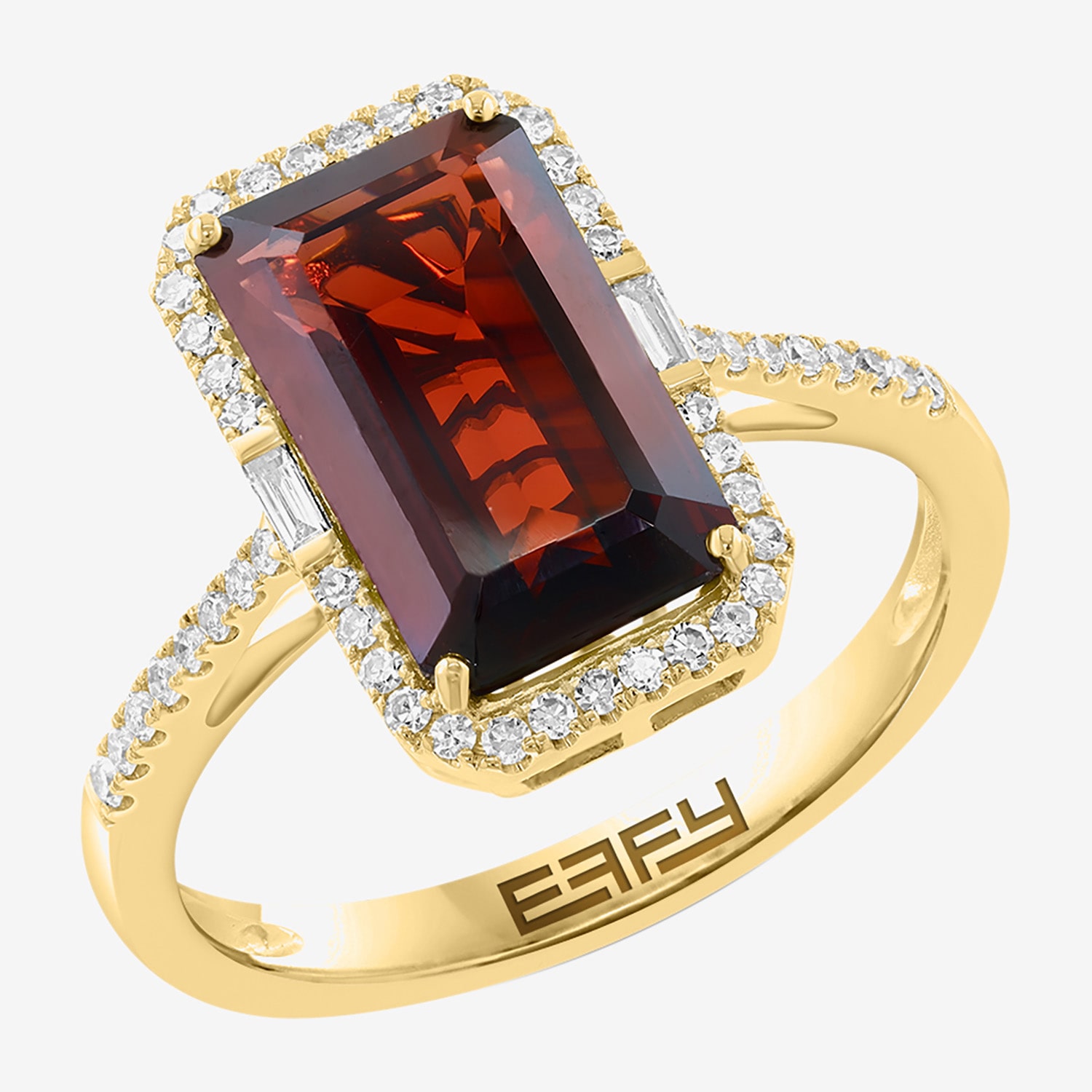 Effy Final Call Limited Quantities! Womens 1/4 CT. T.W. Genuine Red Garnet 14K Gold Side Stone Cocktail Ring