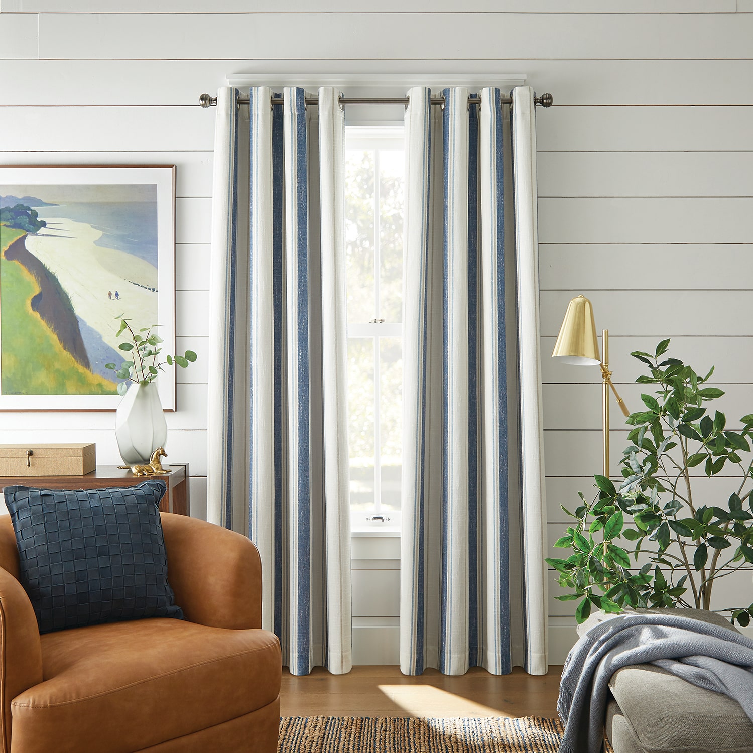 Linden Street Bayshore Stripe Grommet Top Energy Saving 100% Blackout Single Curtain Panel
