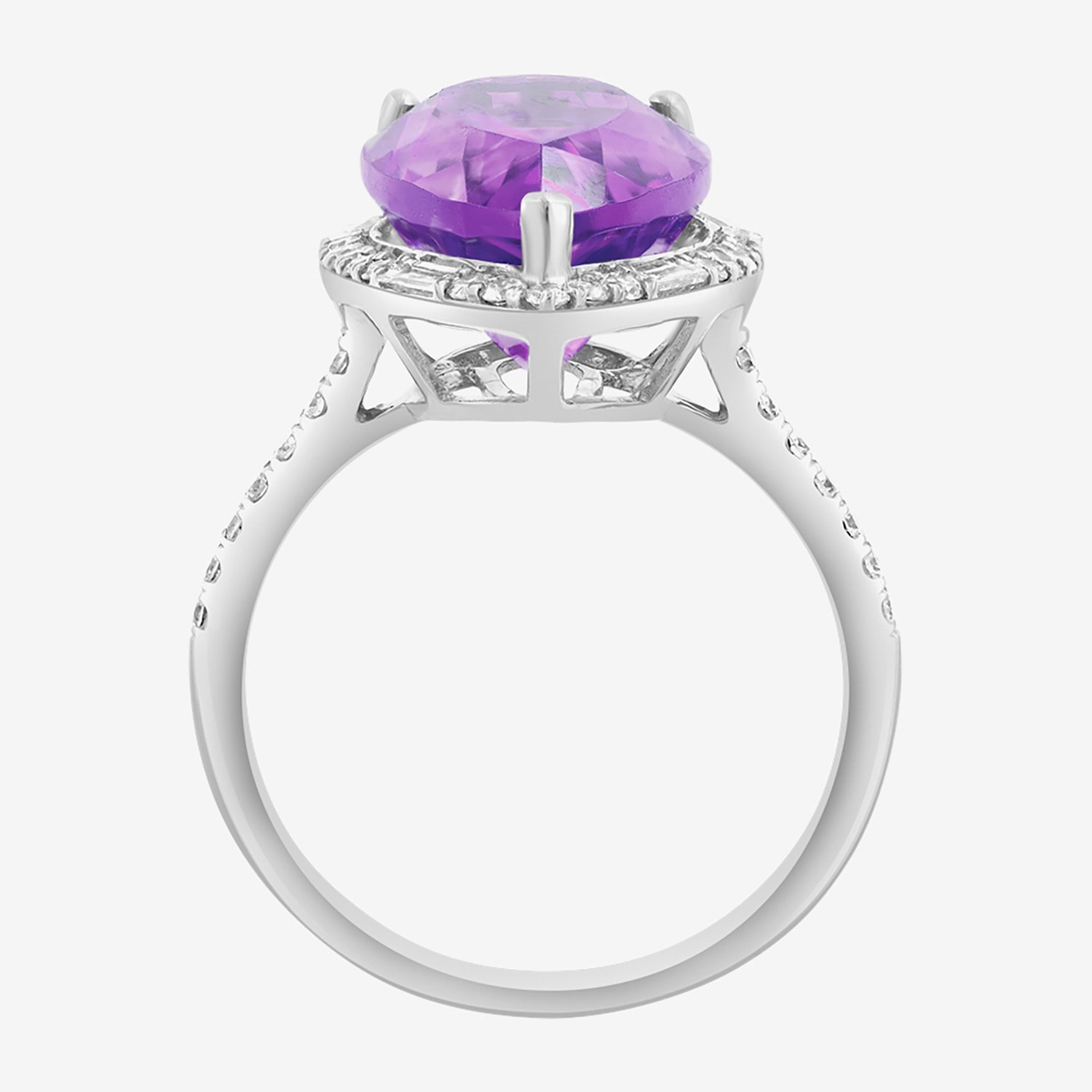 Effy Final Call Limited Quantities! Womens 3/8 CT. T.W. Genuine Purple Amethyst 14K White Gold Pear Side Stone Cocktail Ring