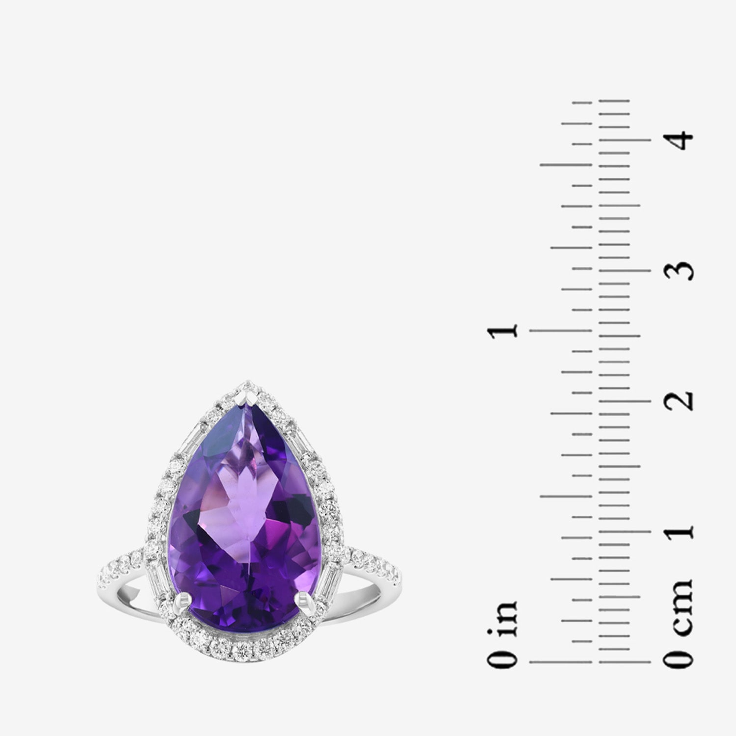 Effy Final Call Limited Quantities! Womens 3/8 CT. T.W. Genuine Purple Amethyst 14K White Gold Pear Side Stone Cocktail Ring