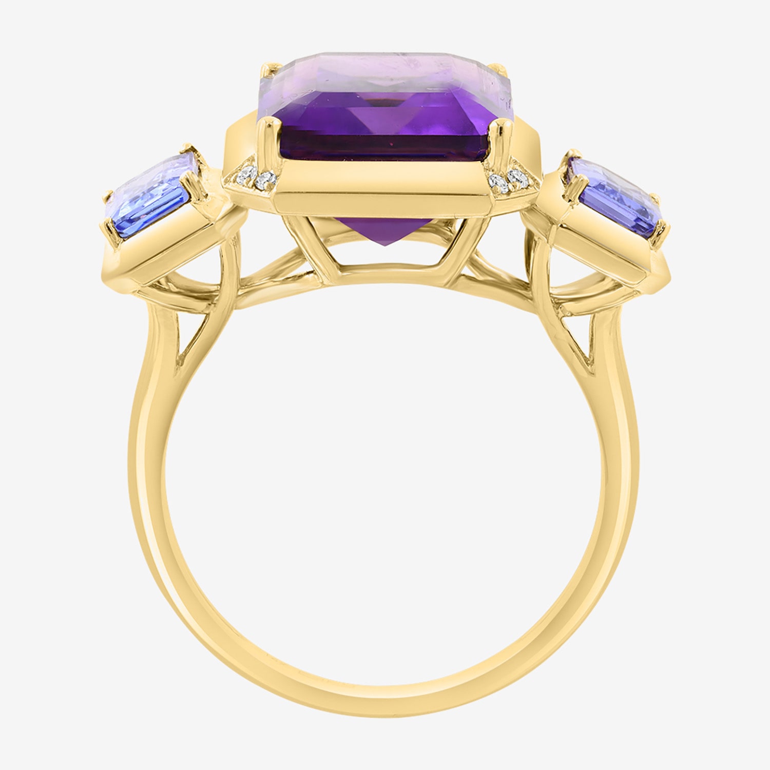 Effy Final Call Limited Quantities! Womens Diamond Accent Genuine Purple Amethyst 14K Gold 3-Stone Cocktail Ring