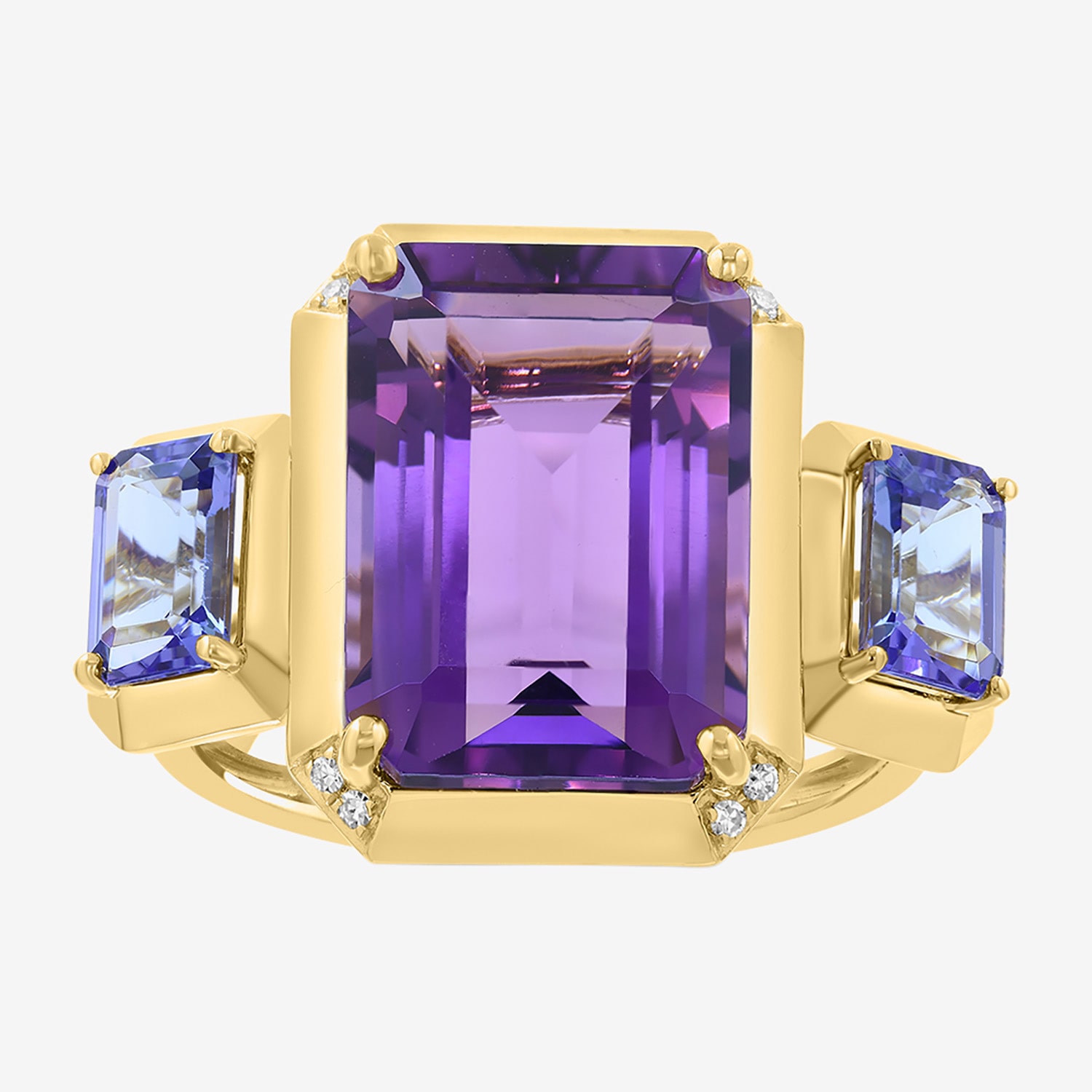 Effy Final Call Limited Quantities! Womens Diamond Accent Genuine Purple Amethyst 14K Gold 3-Stone Cocktail Ring