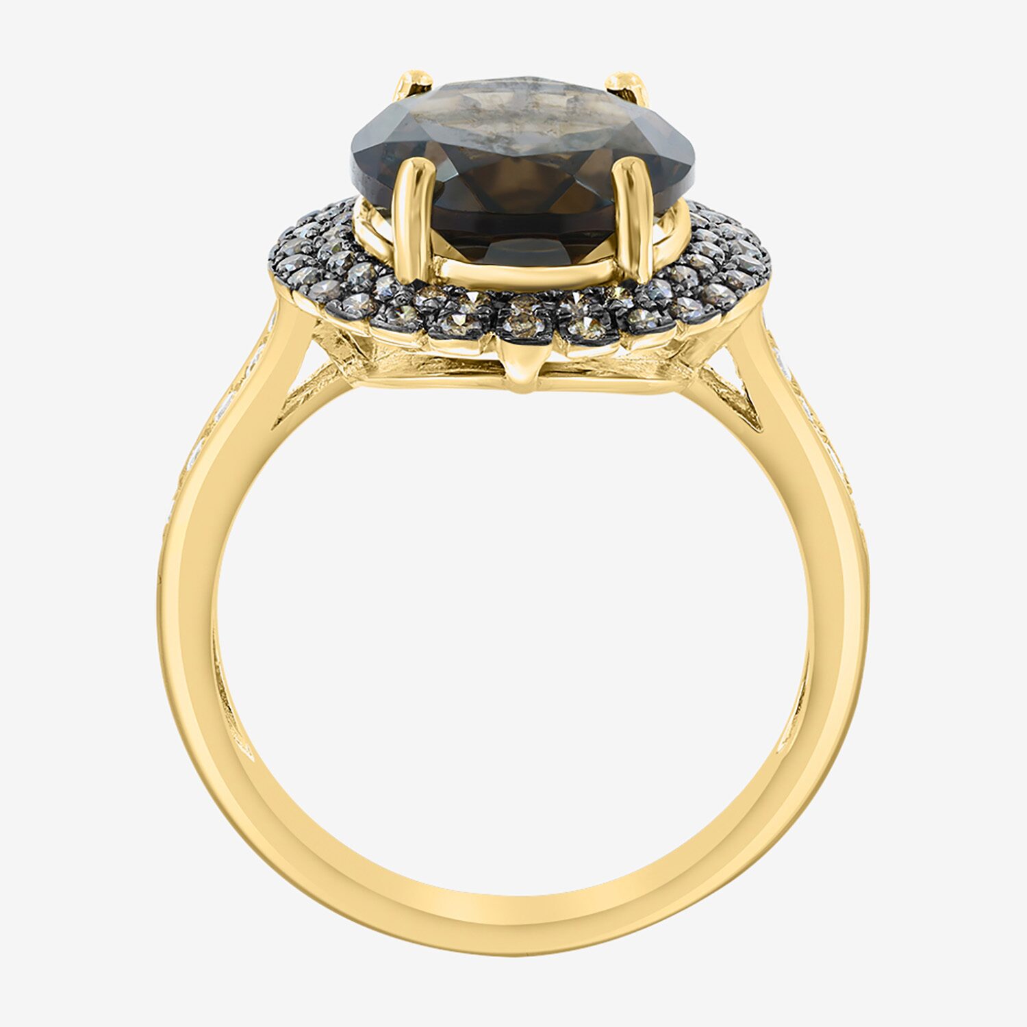 Effy Final Call Limited Quantities! Womens 3/8 CT. T.W. Genuine Brown Quartz 14K Gold Oval Side Stone Cocktail Ring