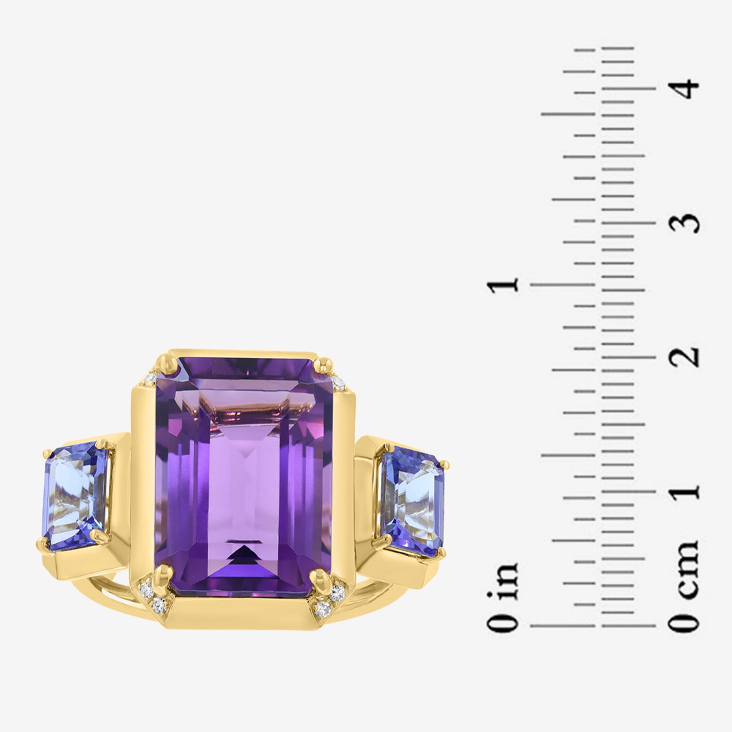 Effy Final Call Limited Quantities! Womens Diamond Accent Genuine Purple Amethyst 14K Gold 3-Stone Cocktail Ring