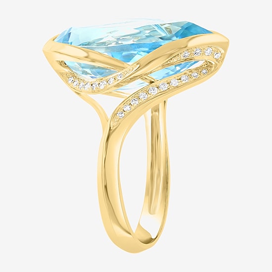 Effy Final Call Limited Quantities! Womens 1/5 CT. Genuine Blue Topaz 14K Gold Pear Cocktail Ring