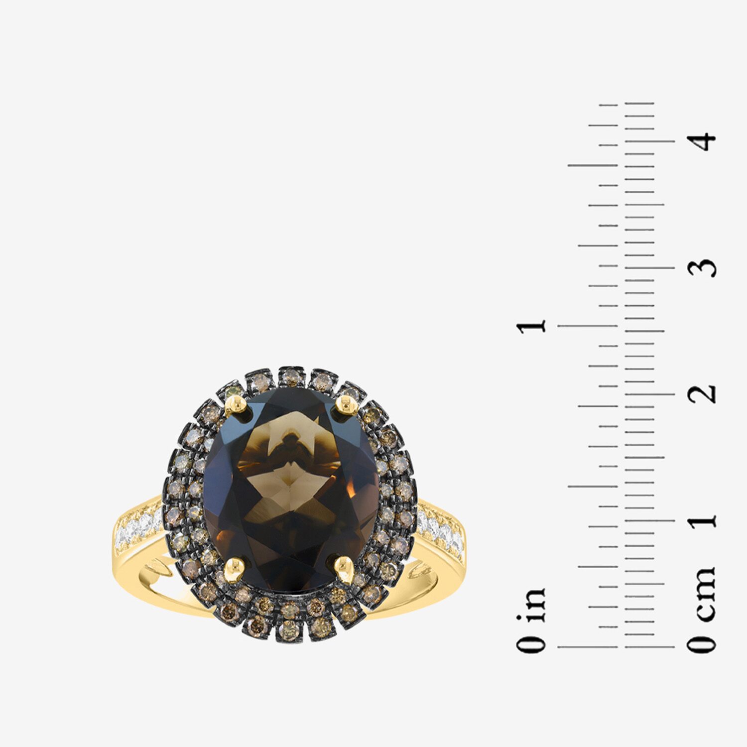 Effy Final Call Limited Quantities! Womens 3/8 CT. T.W. Genuine Brown Quartz 14K Gold Oval Side Stone Cocktail Ring