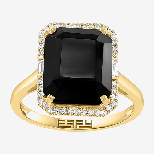 Effy Final Call Limited Quantities! Womens 1/5 Ct. Genuine Black Onyx 14k Gold Cocktail Ring
