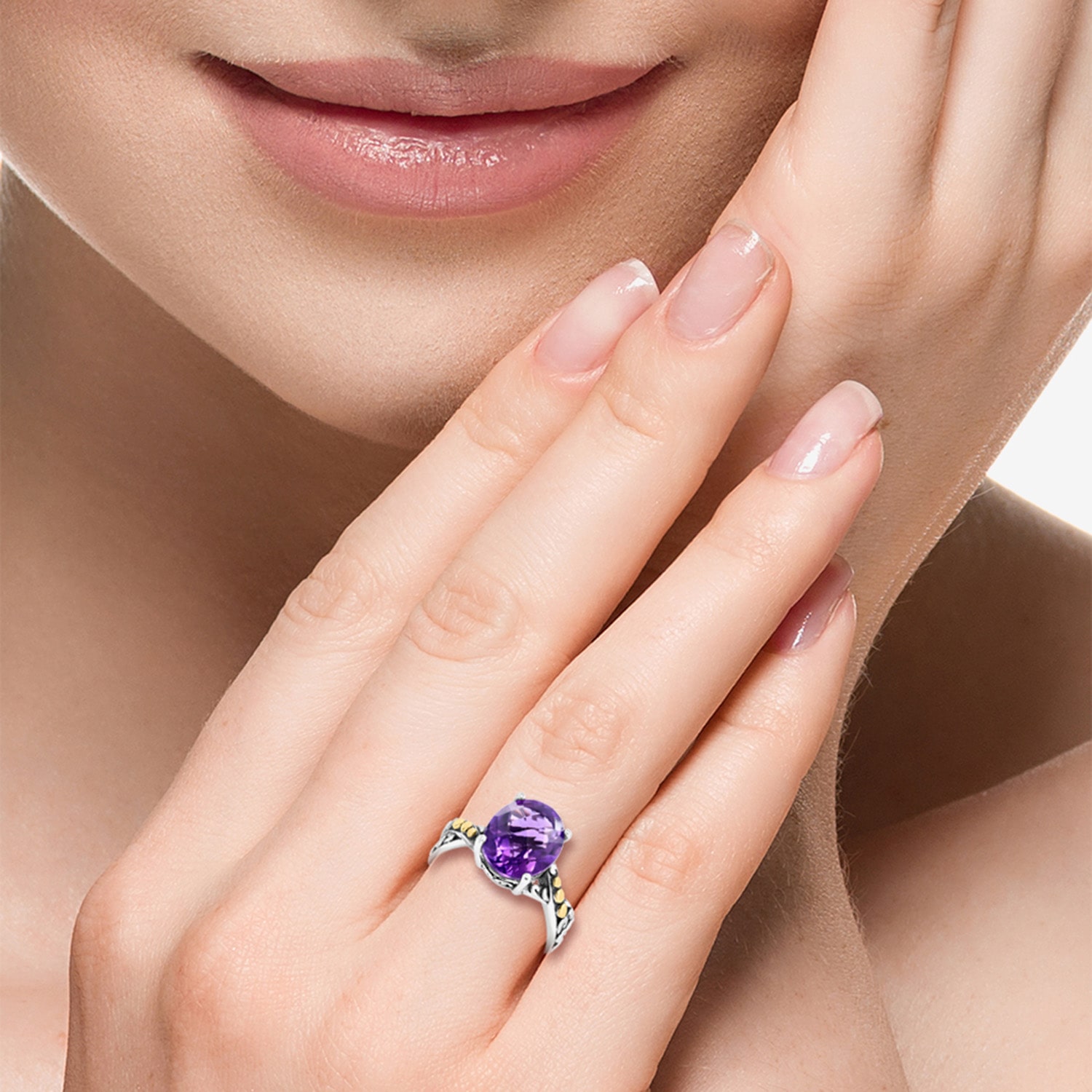 Effy Final Call Limited Quantities! Womens Genuine Purple Amethyst 18K Gold Over Silver Oval Cocktail Ring