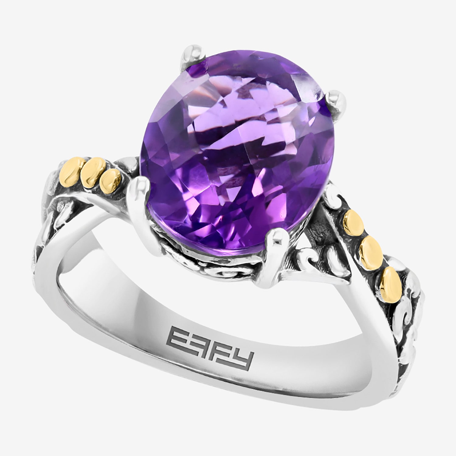 Effy Final Call Limited Quantities! Womens Genuine Purple Amethyst 18K Gold Over Silver Oval Cocktail Ring