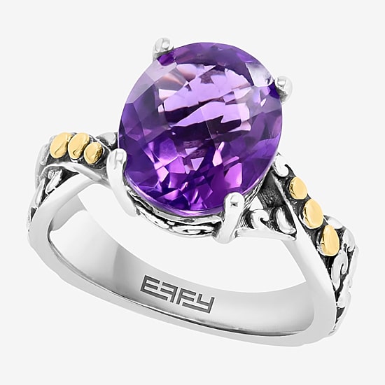Effy Final Call Limited Quantities! Womens Genuine Purple Amethyst 18K Gold Over Silver Oval Cocktail Ring