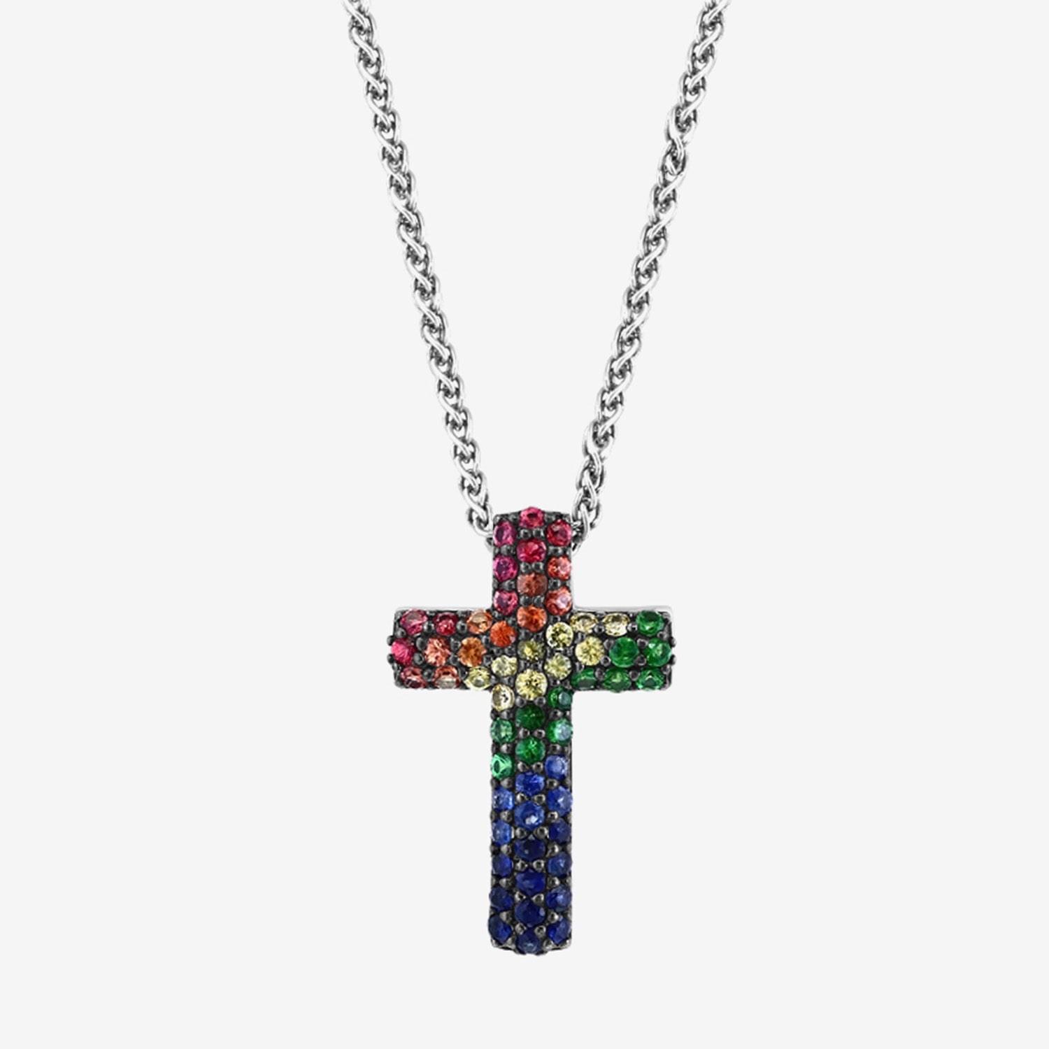 Effy Final Call Limited Quantities! Womens Genuine Multi Color Sterling Silver Cross 18 Inch Pendant Necklace