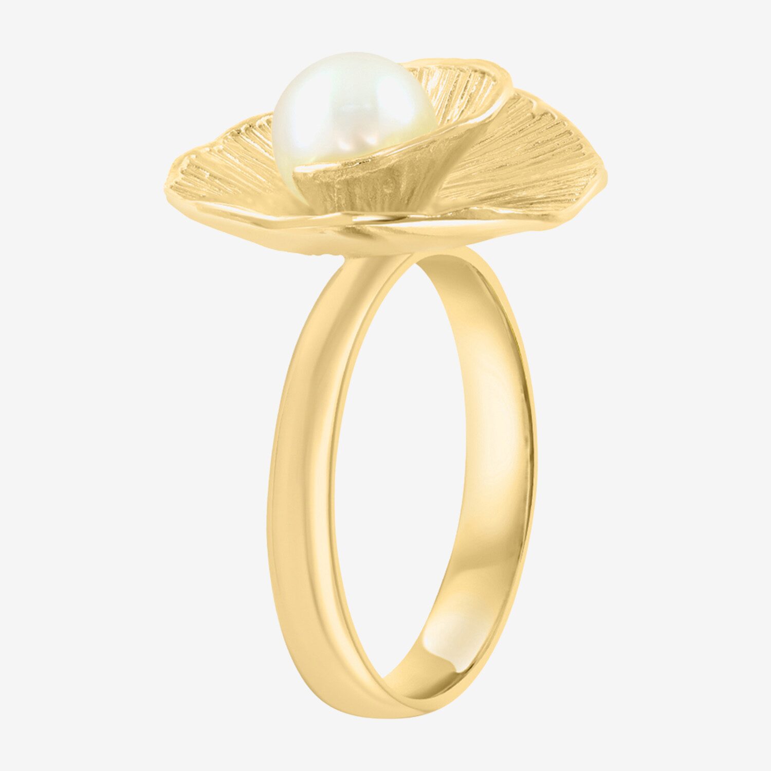 Effy Final Call Limited Quantities! Womens 6.5MM White Cultured Freshwater Pearl 14K Gold Over Silver Flower Cocktail Ring