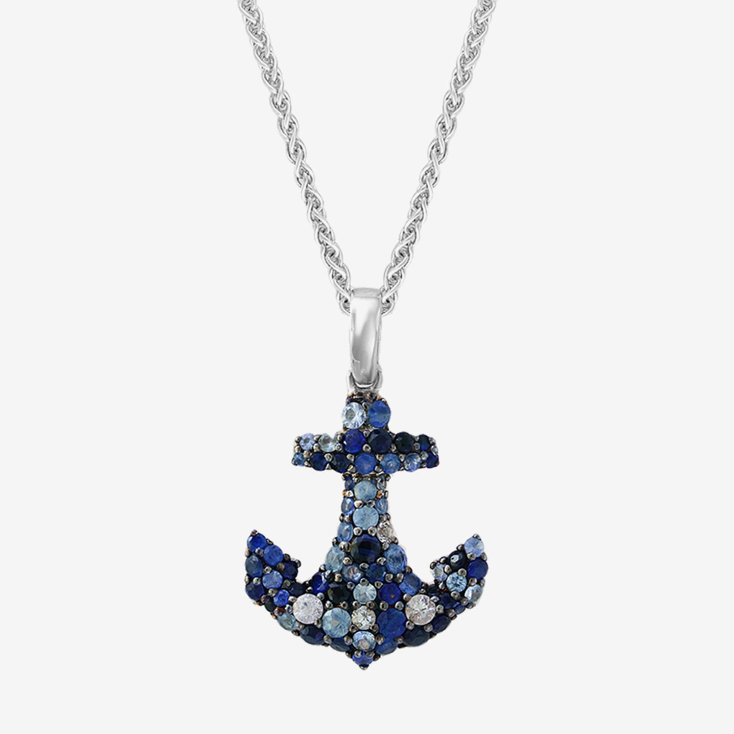 Effy Final Call Limited Quantities! Womens Genuine Blue Sapphire Sterling Silver Anchor 18 Inch Pendant Necklace