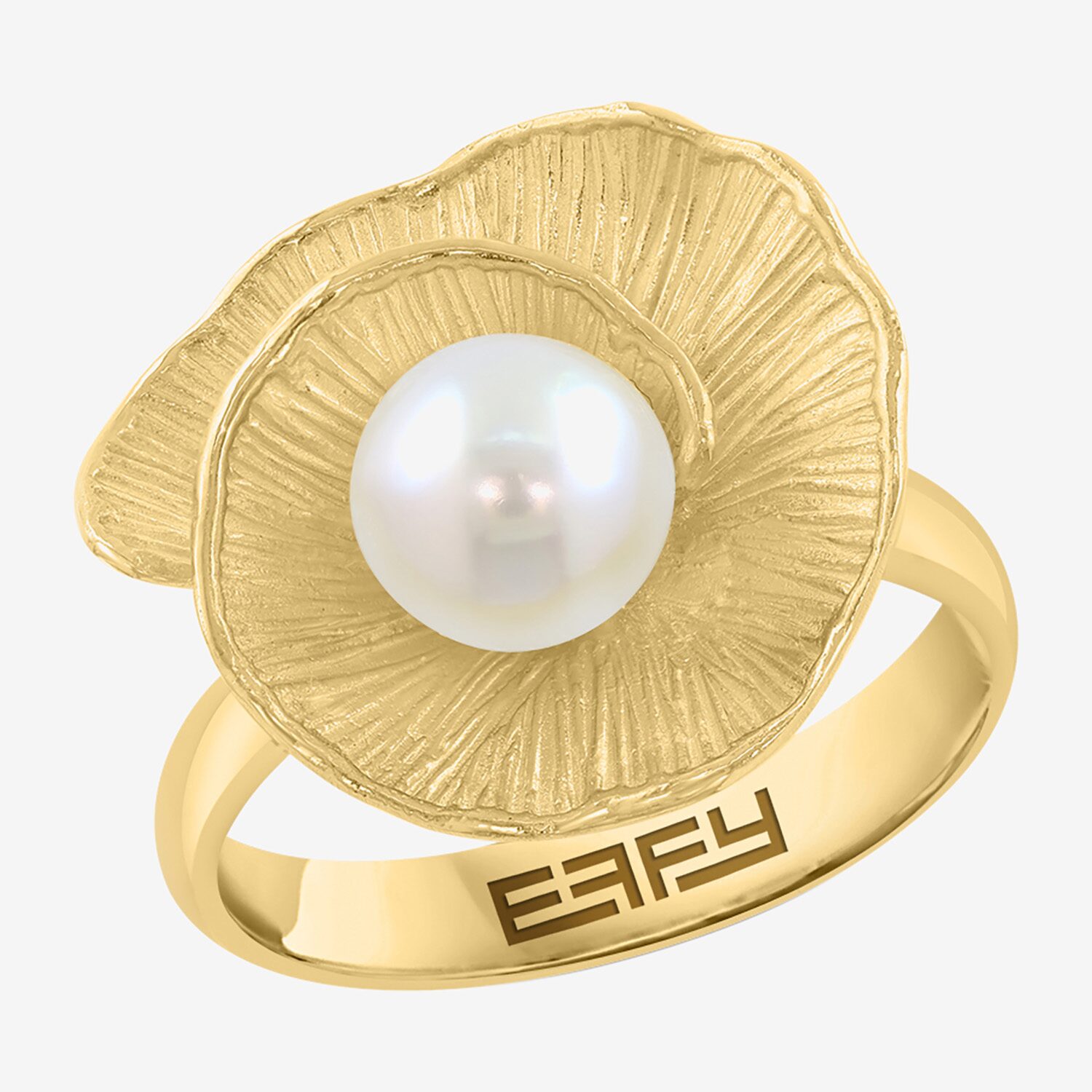 Effy Final Call Limited Quantities! Womens 6.5MM White Cultured Freshwater Pearl 14K Gold Over Silver Flower Cocktail Ring