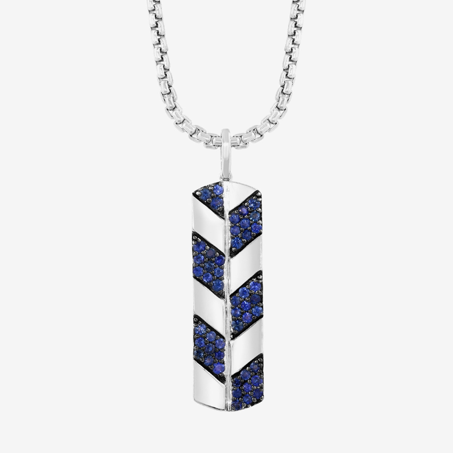 Effy Final Call Limited Quantities! Mens Genuine Blue Sapphire Sterling Silver Dog Tag 22 Inch Pendant Necklace