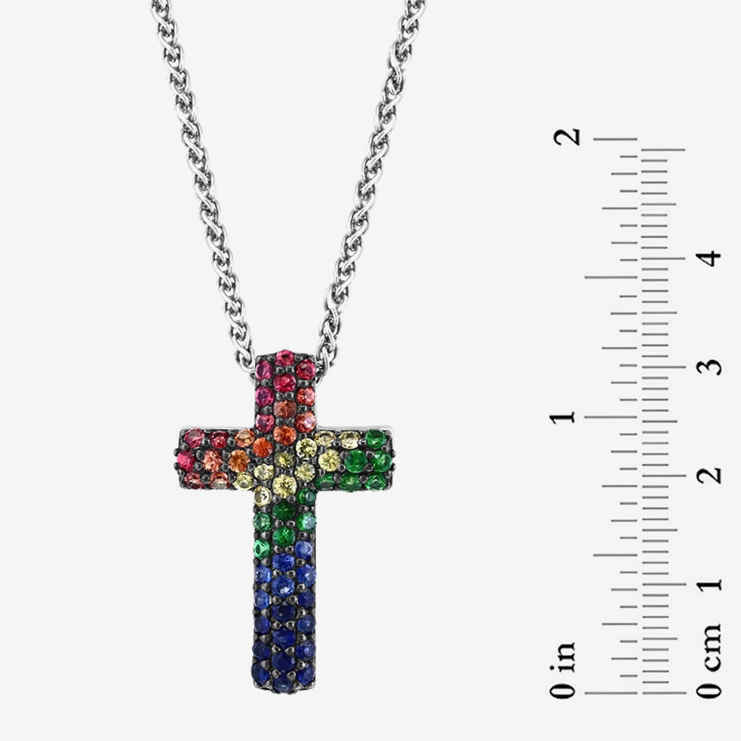 Effy Final Call Limited Quantities! Womens Genuine Multi Color Sterling Silver Cross 18 Inch Pendant Necklace