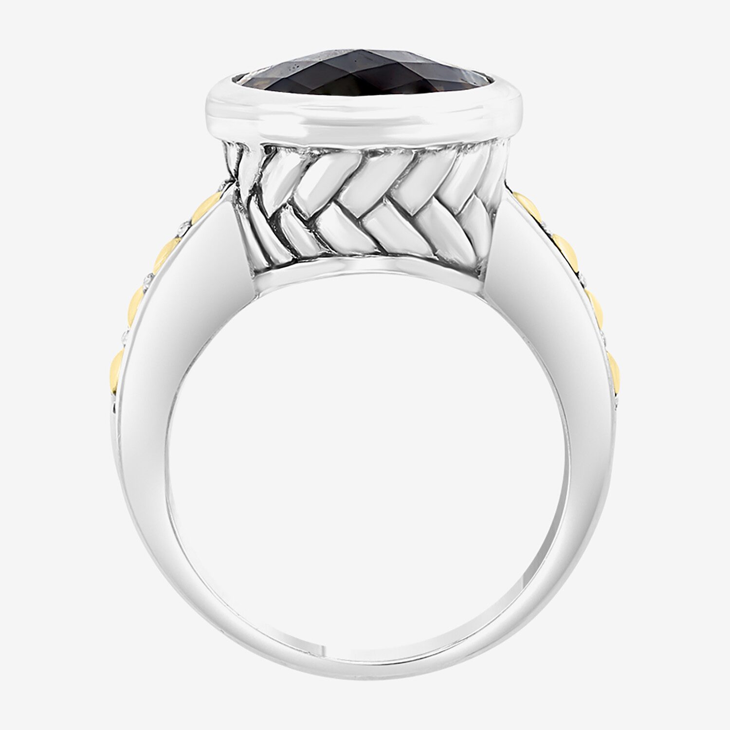 Effy Final Call Limited Quantities! Womens Genuine Smoky Quartz 18K Gold Over Silver Round Side Stone Cocktail Ring