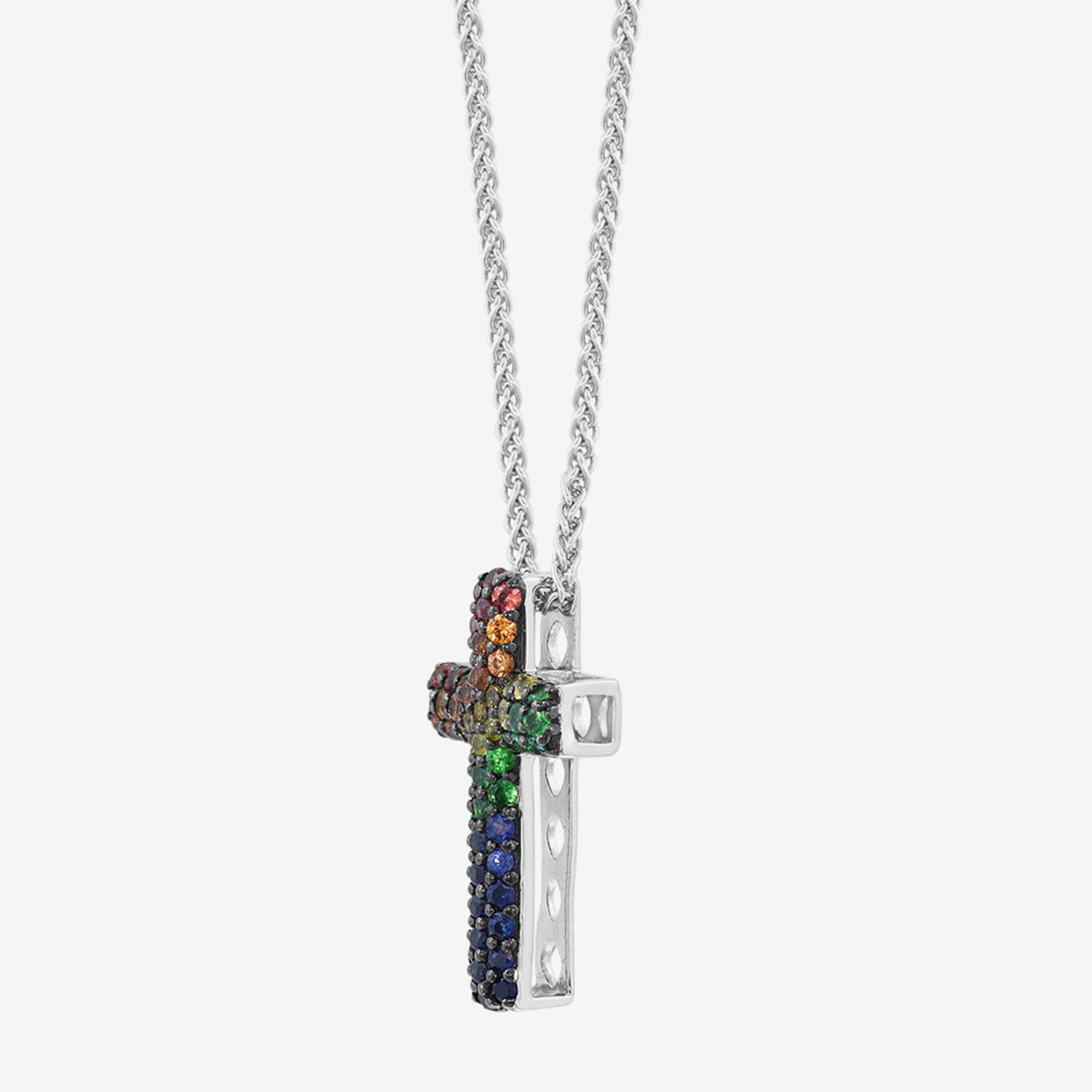 Effy Final Call Limited Quantities! Womens Genuine Multi Color Sterling Silver Cross 18 Inch Pendant Necklace