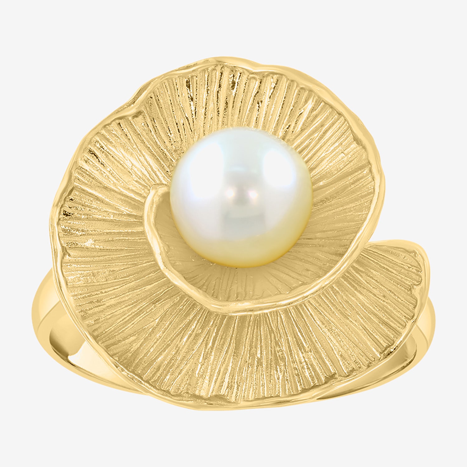 Effy Final Call Limited Quantities! Womens 6.5MM White Cultured Freshwater Pearl 14K Gold Over Silver Flower Cocktail Ring