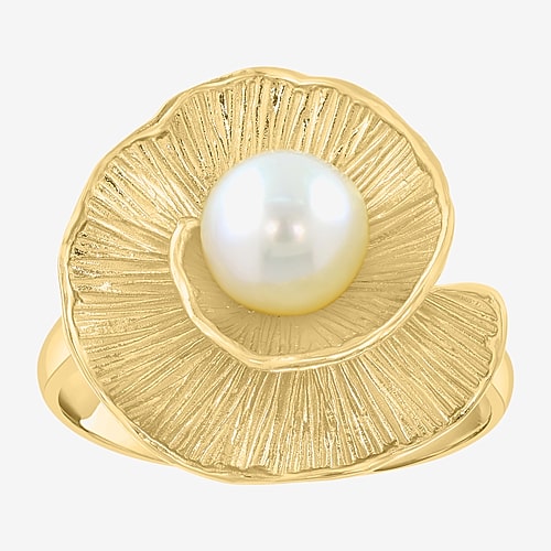 Effy Final Call Limited Quantities! Womens 6.5mm White Cultured Freshwater Pearl 14k Gold Over Silver Flower Cocktai