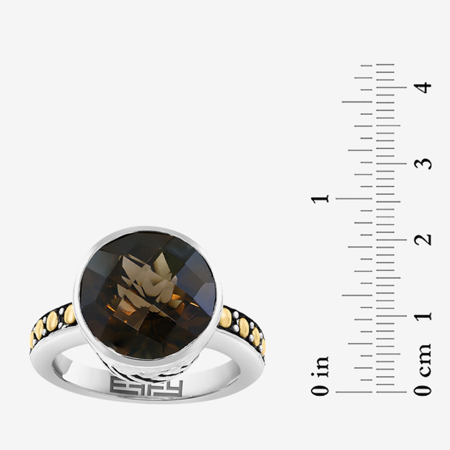 Effy Final Call Limited Quantities! Womens Genuine Smoky Quartz 18K Gold Over Silver Round Side Stone Cocktail Ring