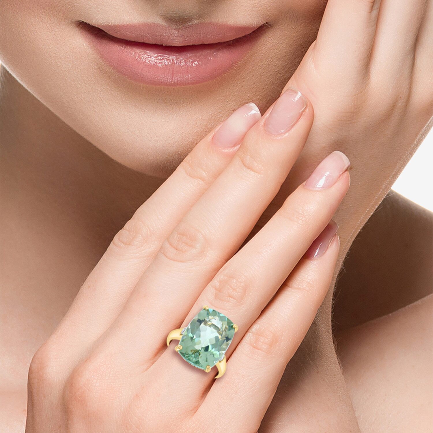 Effy Final Call Limited Quantities! Womens 1/6 CT. T.W. Genuine Green Amethyst 14K Gold Cushion Cocktail Ring