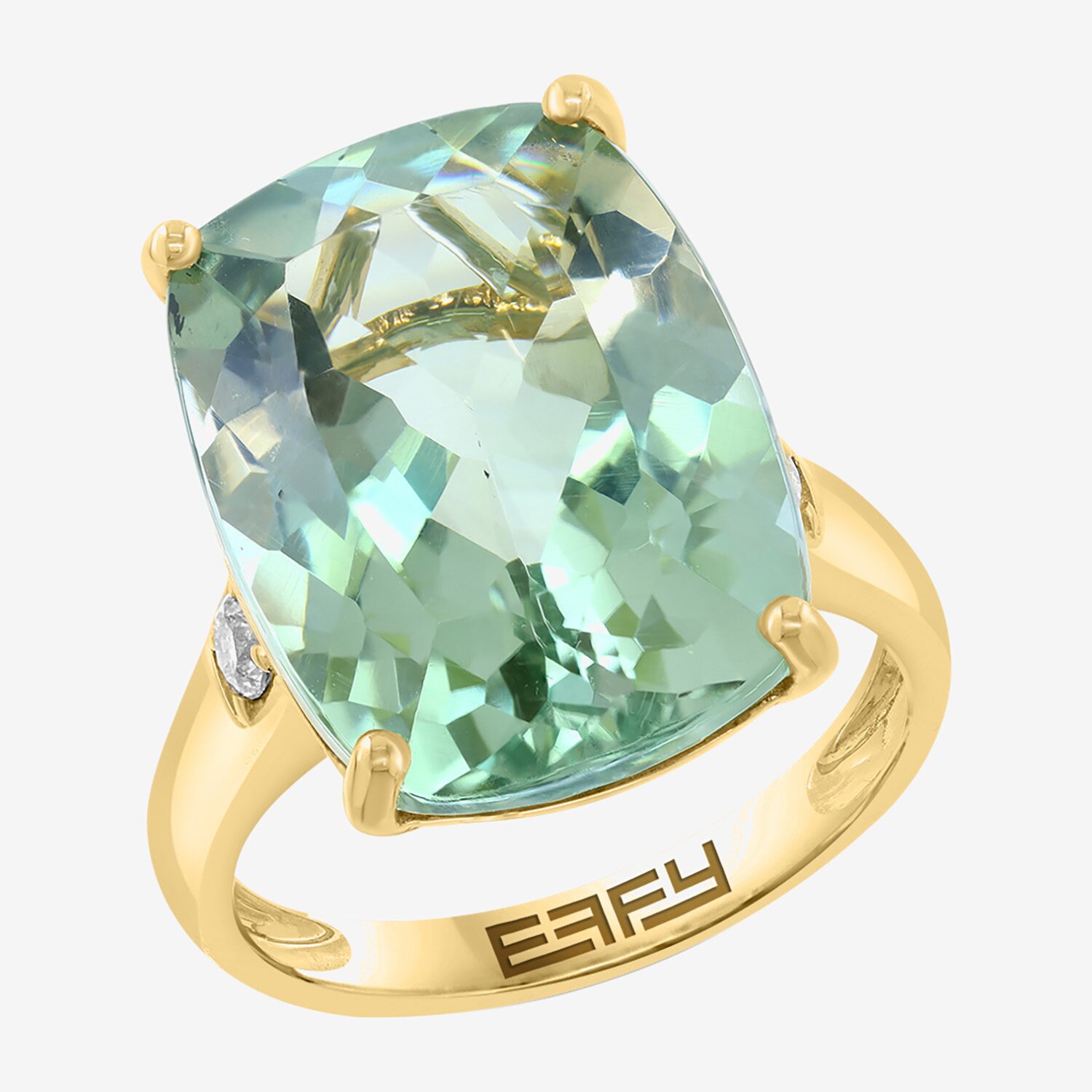 Effy Final Call Limited Quantities! Womens 1/6 CT. T.W. Genuine Green Amethyst 14K Gold Cushion Cocktail Ring