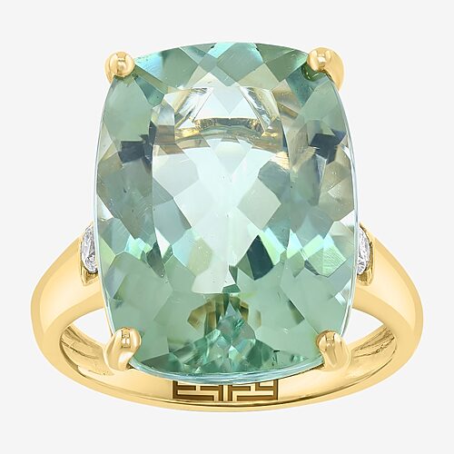 Effy Final Call Limited Quantities! Womens 1/6 Ct. T.w. Genuine Green Amethyst 14k Gold Cushion Cocktail Ring