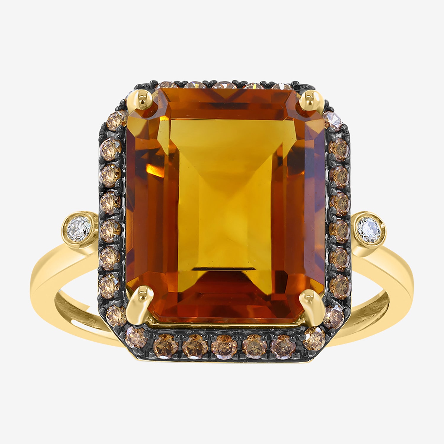 Effy Final Call Limited Quantities! Womens 1/4 CT. T.W. Genuine Yellow Citrine 14K Gold Halo Cocktail Ring
