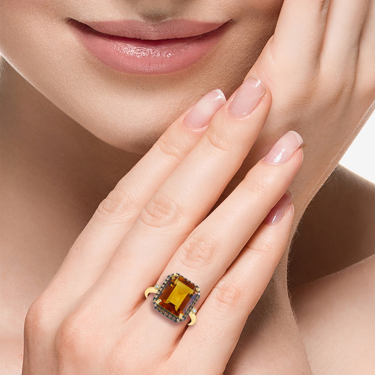Effy Final Call Limited Quantities! Womens 1/4 CT. T.W. Genuine Yellow Citrine 14K Gold Halo Cocktail Ring