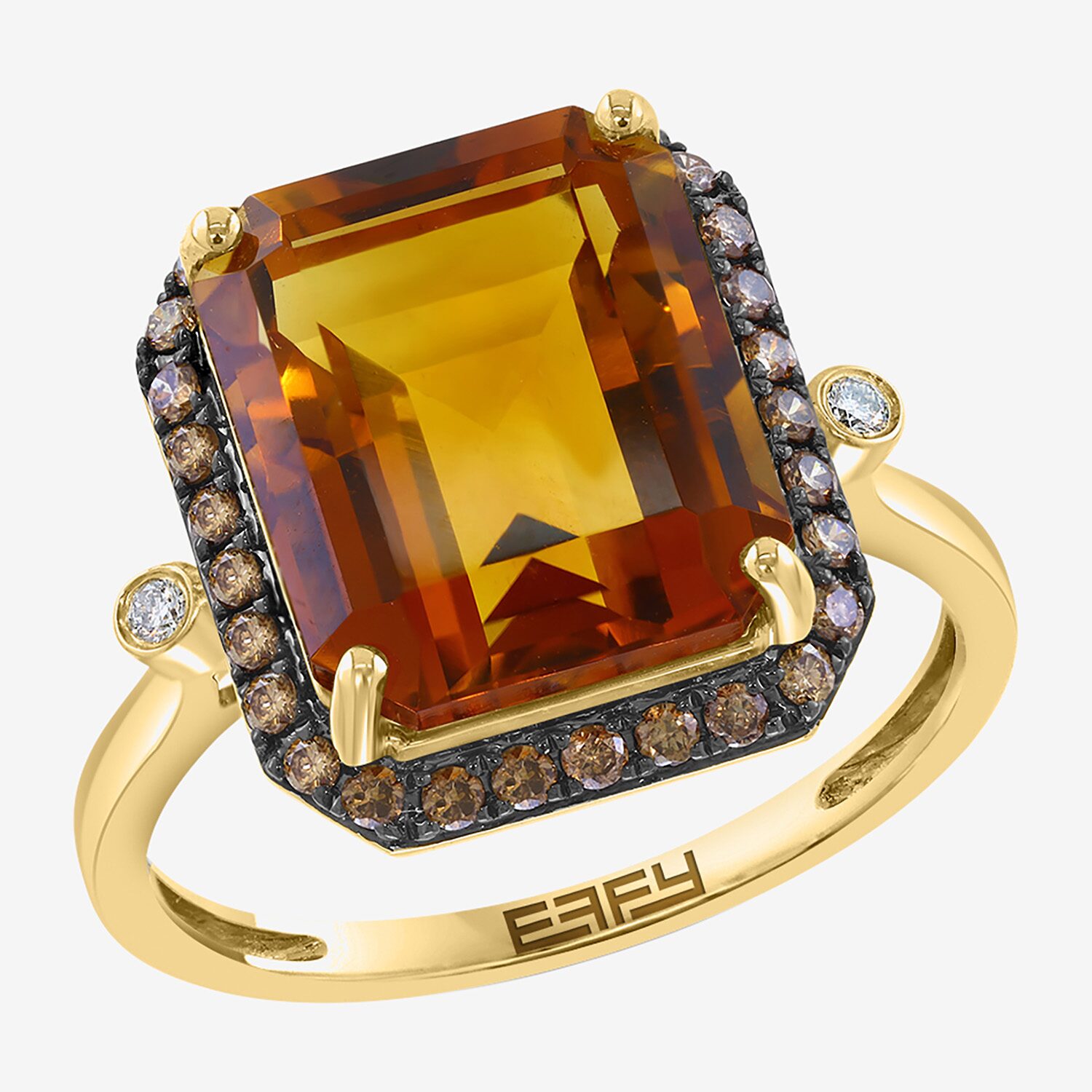 Effy Final Call Limited Quantities! Womens 1/4 CT. T.W. Genuine Yellow Citrine 14K Gold Halo Cocktail Ring