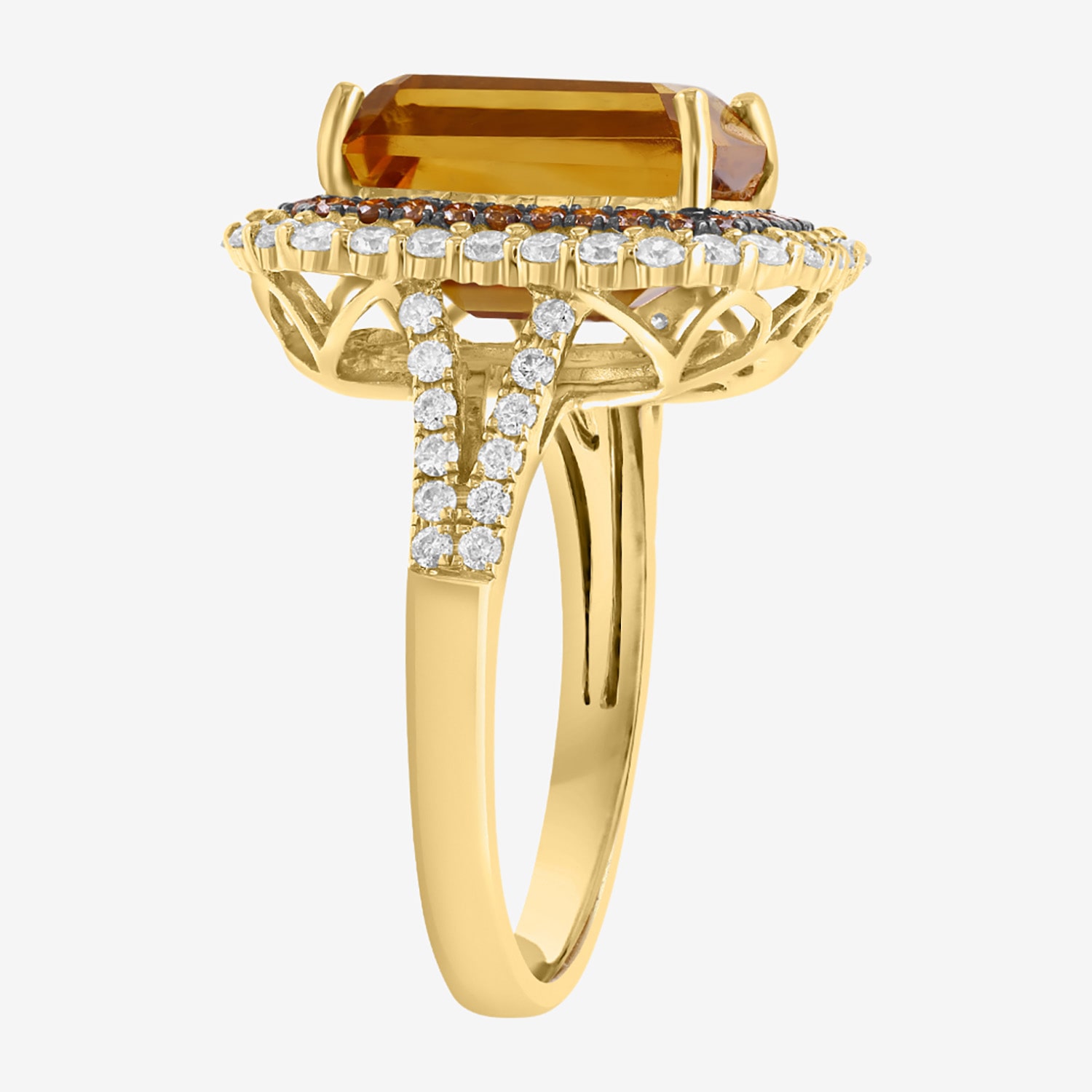 Effy Final Call Limited Quantities! Womens 1/4 CT. T.W. Genuine Yellow Citrine 14K Gold Halo Cocktail Ring