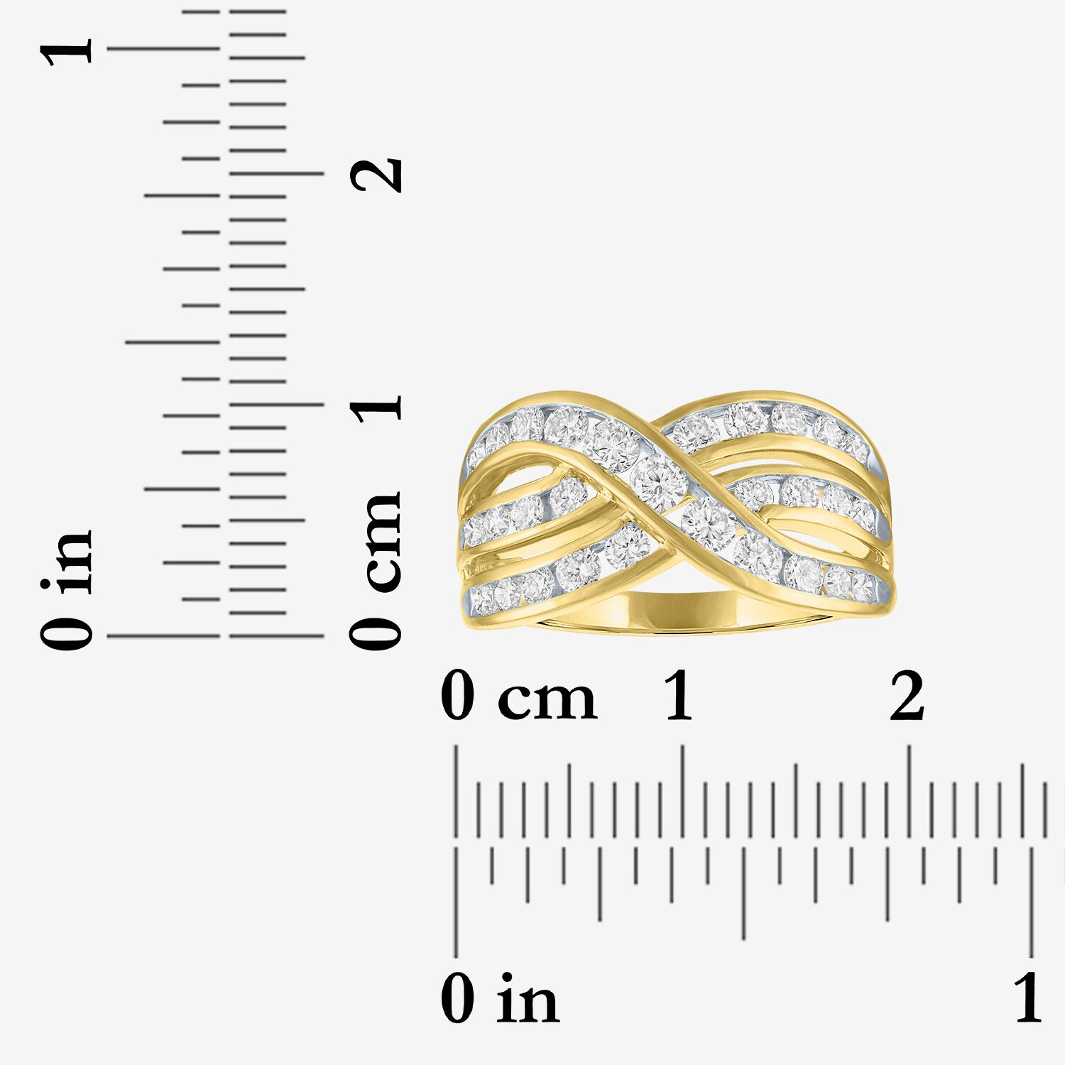 (G-H / Si1-Si2) Womens 10.5MM 1 CT. T.W. Lab Grown White Diamond 10K Gold Crossover Band