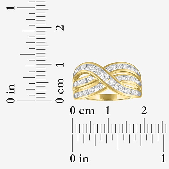 (G-H / Si1-Si2) Womens 10.5MM 1 CT. T.W. Lab Grown White Diamond 10K Gold Crossover Band