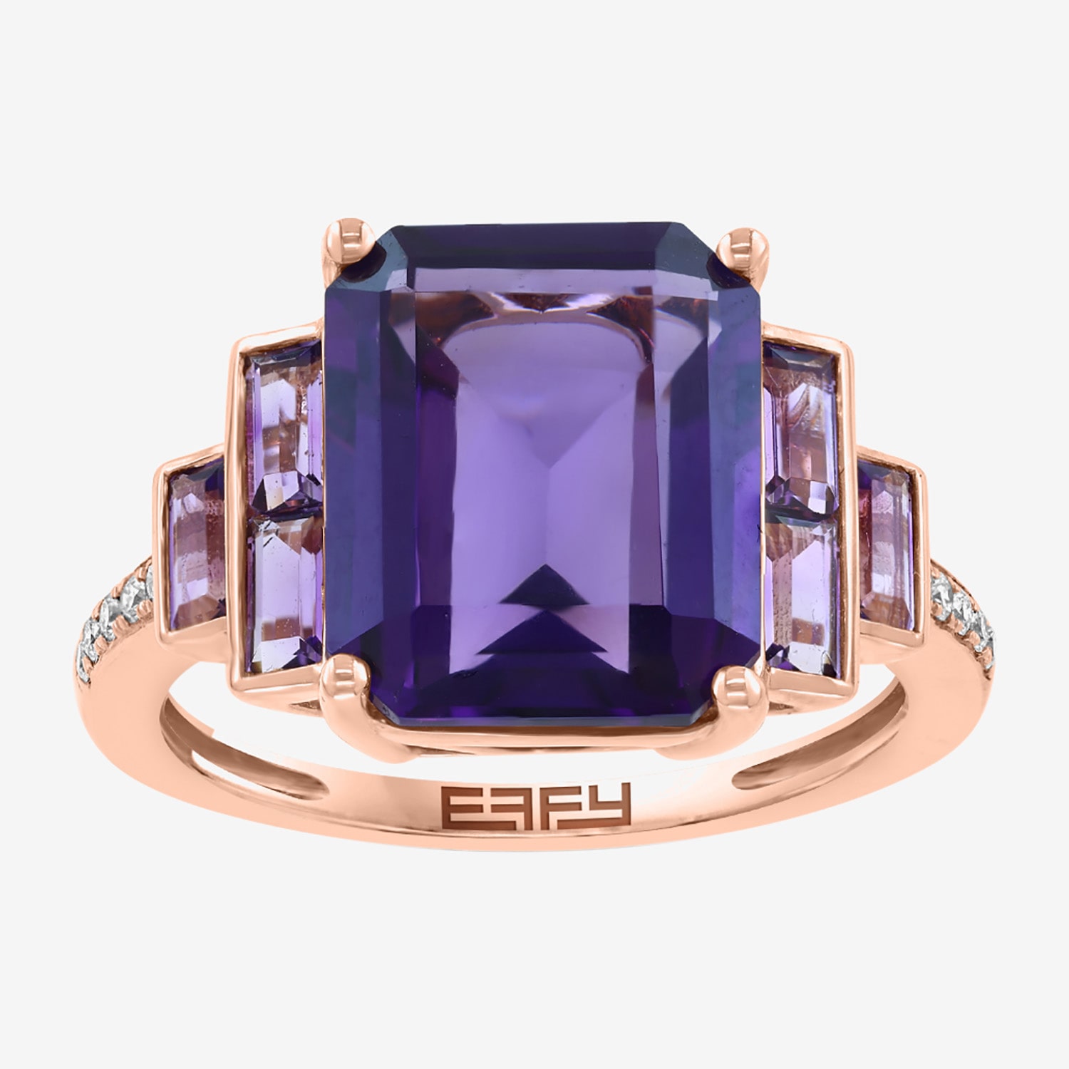 Effy Final Call Limited Quantities! Womens Diamond Accent Genuine Purple Amethyst 14K Rose Gold Cocktail Ring