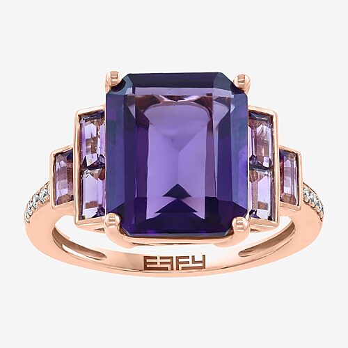 Effy Final Call Limited Quantities! Womens Diamond Accent Genuine Purple Amethyst 14k Rose Gold Cocktail Ring