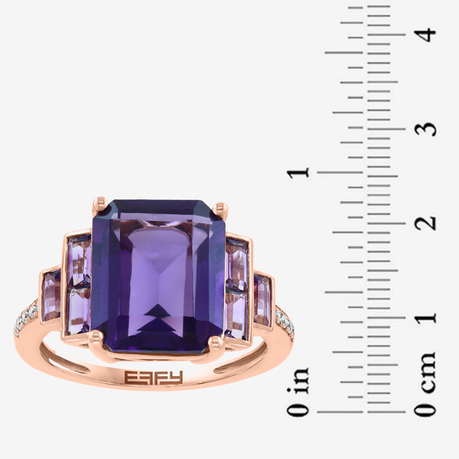 Effy Final Call Limited Quantities! Womens Diamond Accent Genuine Purple Amethyst 14K Rose Gold Cocktail Ring