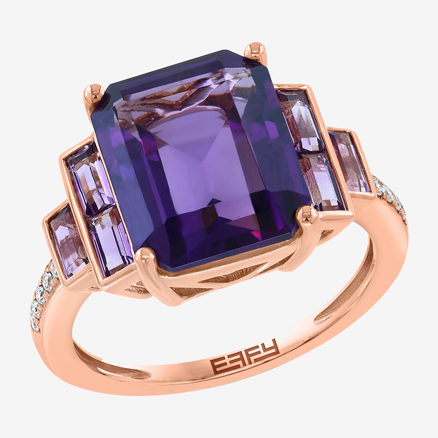 Effy Final Call Limited Quantities! Womens Diamond Accent Genuine Purple Amethyst 14K Rose Gold Cocktail Ring