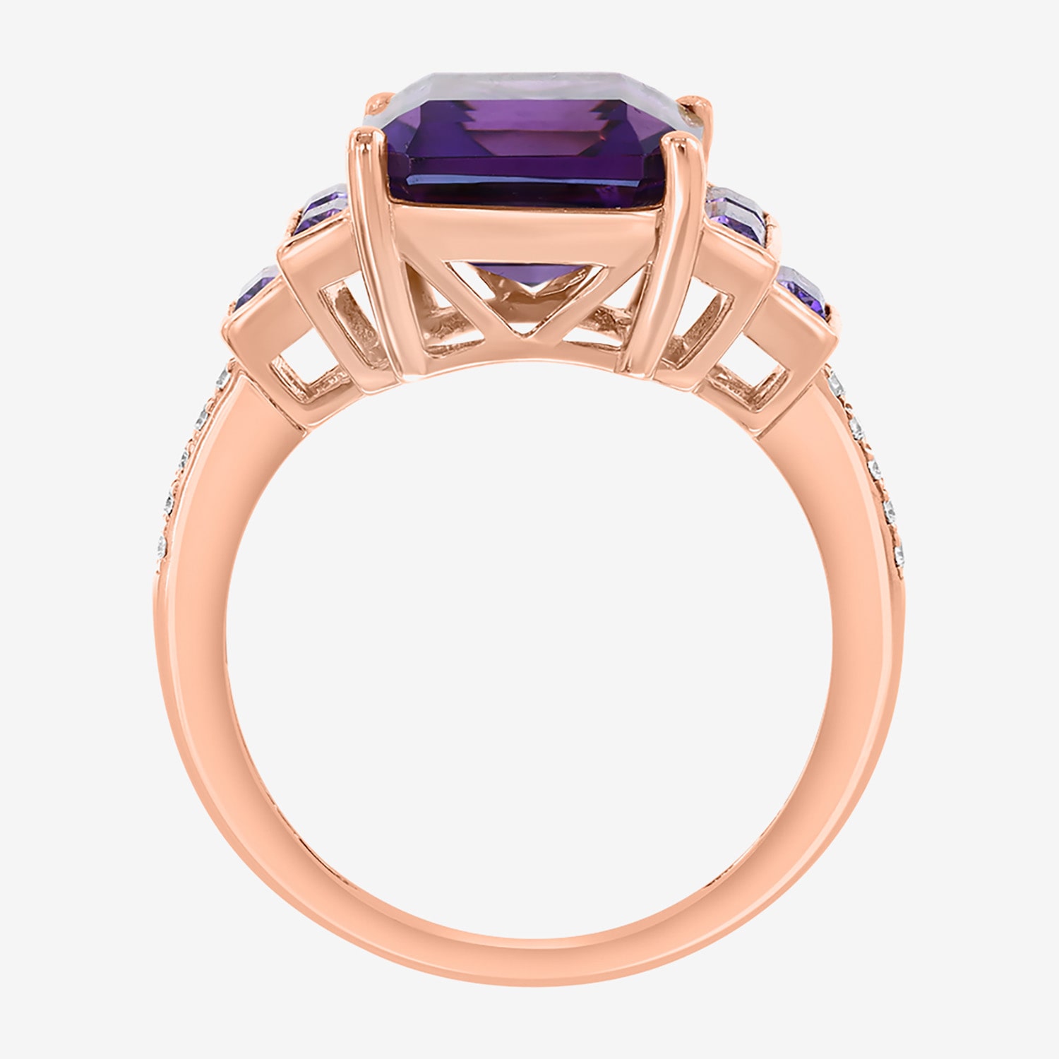 Effy Final Call Limited Quantities! Womens Diamond Accent Genuine Purple Amethyst 14K Rose Gold Cocktail Ring
