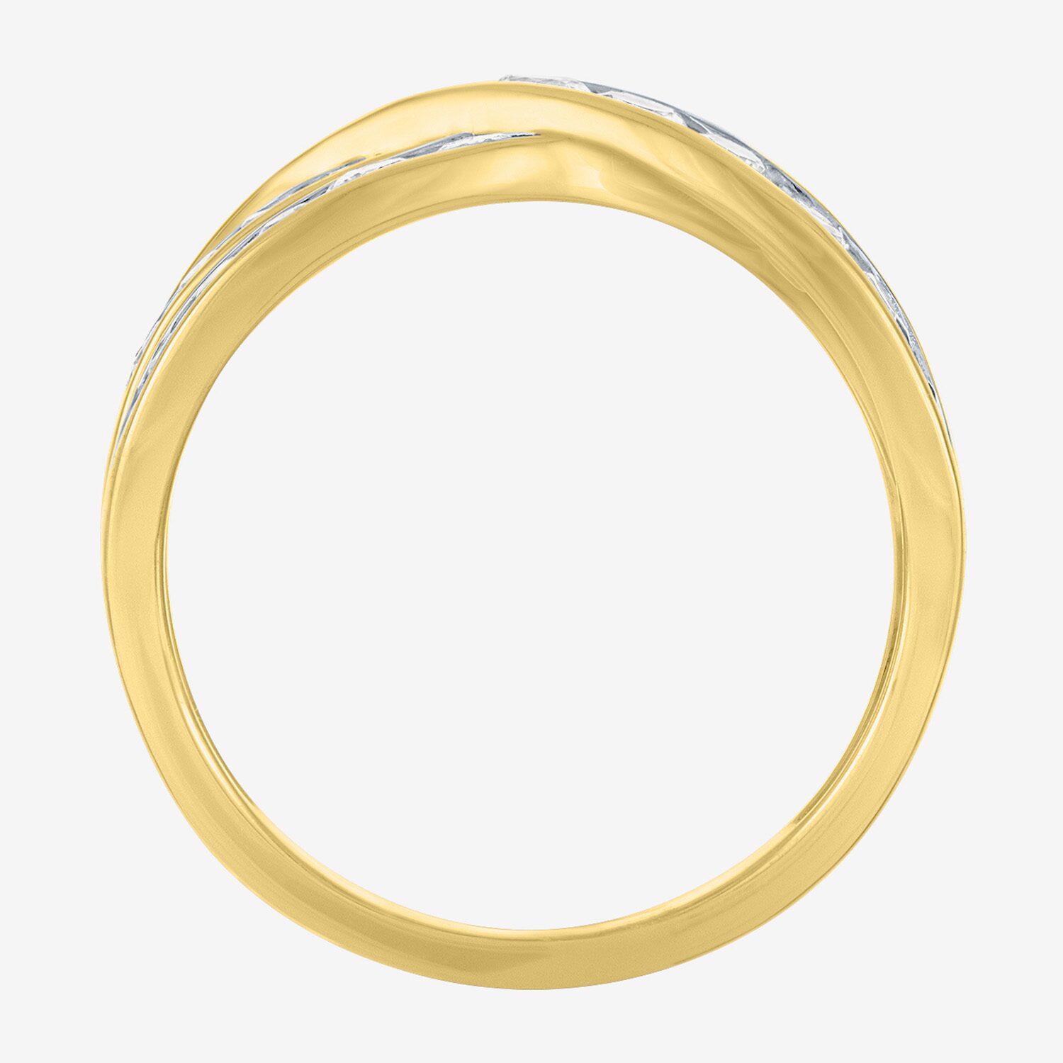 (G-H / Si1-Si2) Womens 10.5MM 1 CT. T.W. Lab Grown White Diamond 10K Gold Crossover Band