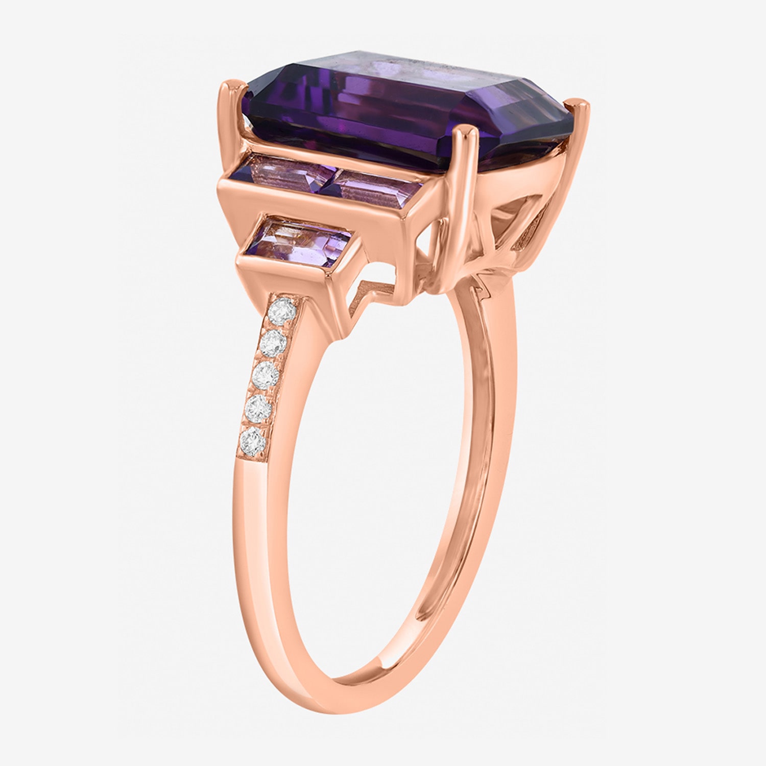 Effy Final Call Limited Quantities! Womens Diamond Accent Genuine Purple Amethyst 14K Rose Gold Cocktail Ring