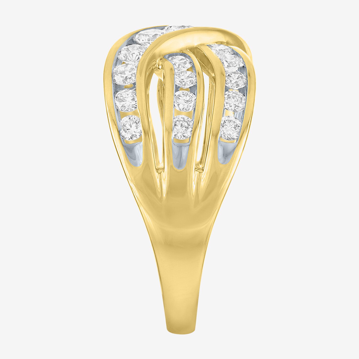 (G-H / Si1-Si2) Womens 10.5MM 1 CT. T.W. Lab Grown White Diamond 10K Gold Crossover Band