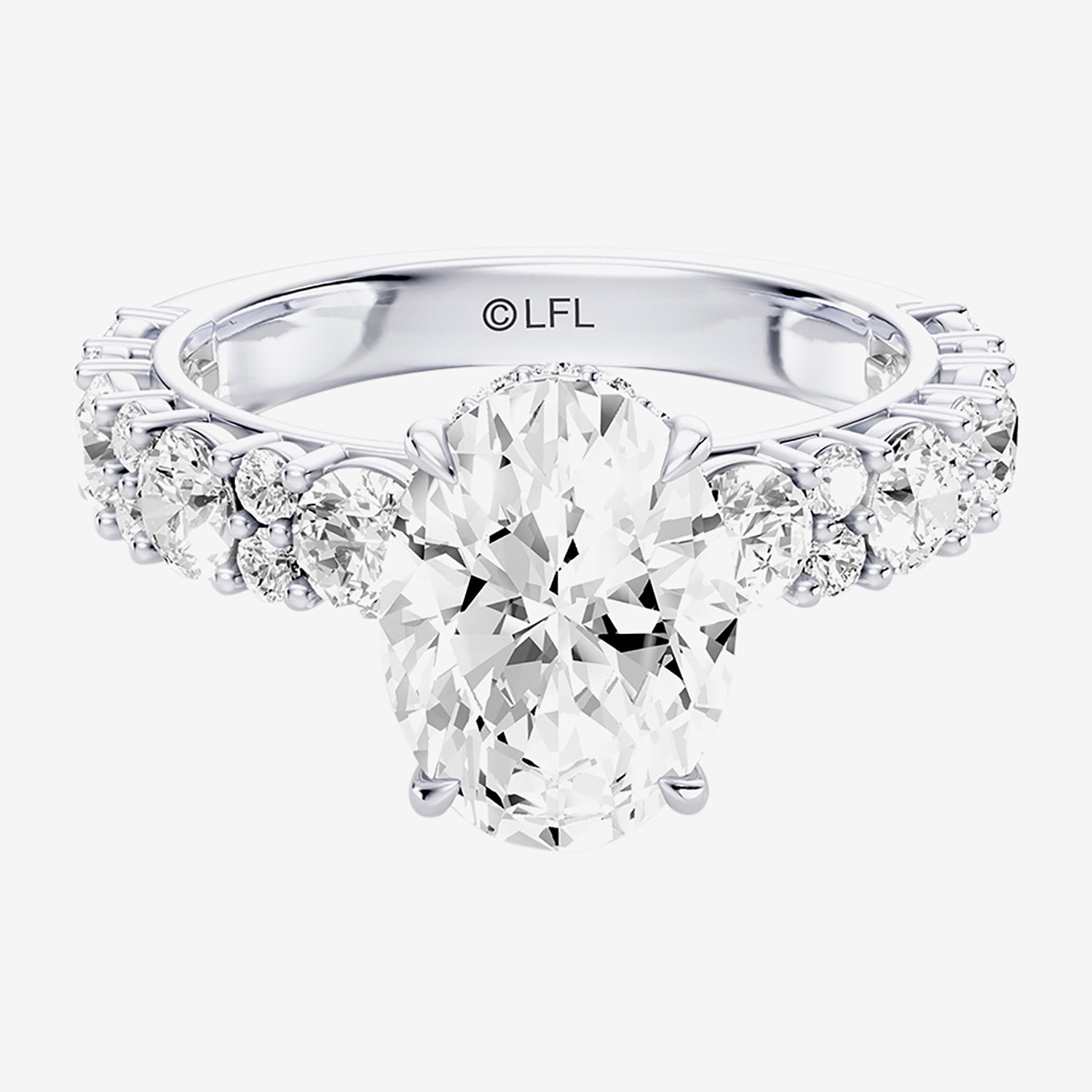 Star Wars Fine Jewelry Princess Leia (F / Si1) Womens 3 5/8 Ct. T.W. Lab Grown White Diamond 10K Gold Oval Side Stone Engagement Ring