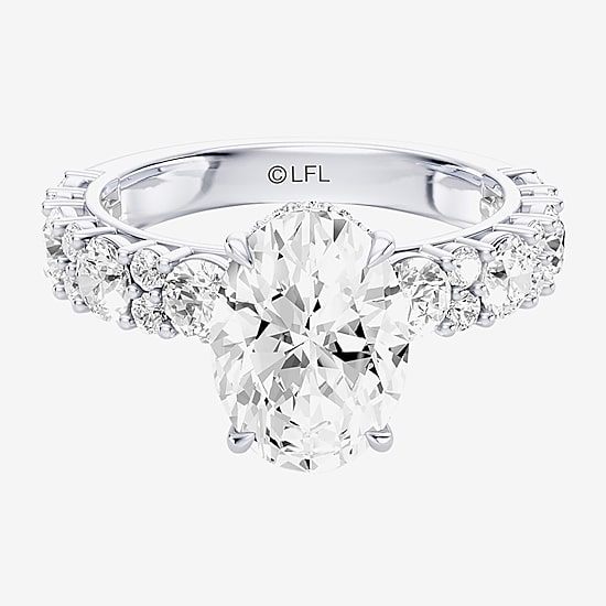 Star Wars Fine Jewelry Star Wars Fine Jewelry Princess Leia (F / Si1) Womens 3 5/8 Ct. T.W. Lab Grown White Diamond 10K Gold Oval Star Wars Side Stone Engagement Ring