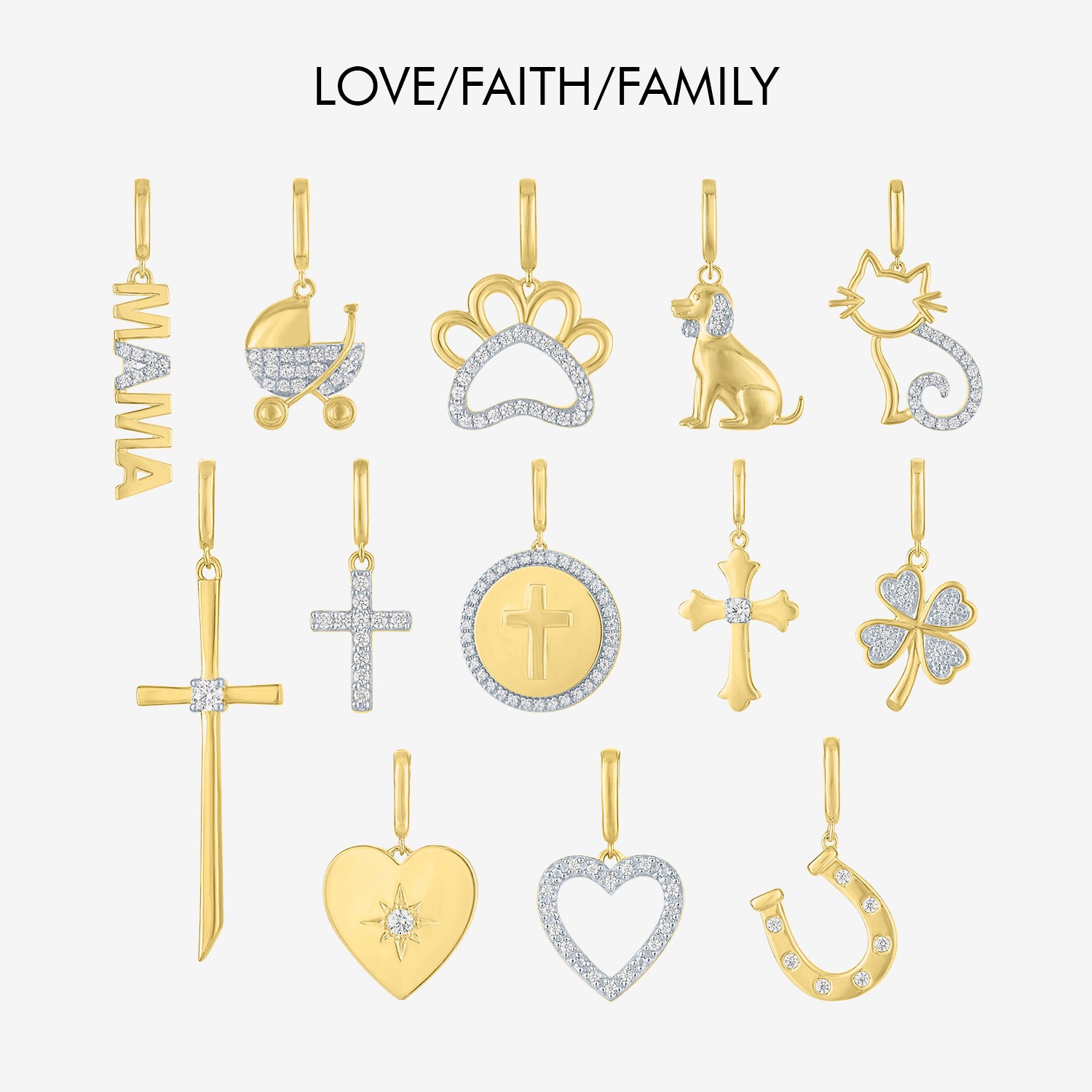 Charmed by Diamond Addiction 1/10 CT. T.W. Cross (G-H / Si2-I1) White 14K Gold Over Silver Charm