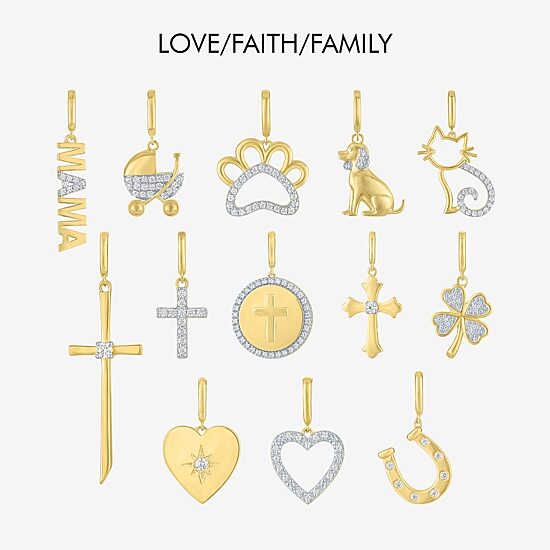 Charmed by Diamond Addiction Diamond Accent Heart (G-H / Si2- I1) White Diamond 14K Gold Over Silver Heart Charm