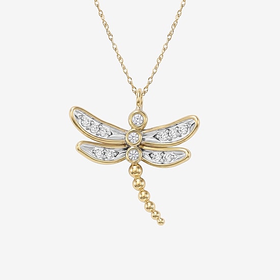 (F / Si2) Womens 1/8 CT. T.W. Lab Grown White Diamond 14K Gold Over Silver 18 Inch Pendant Necklace