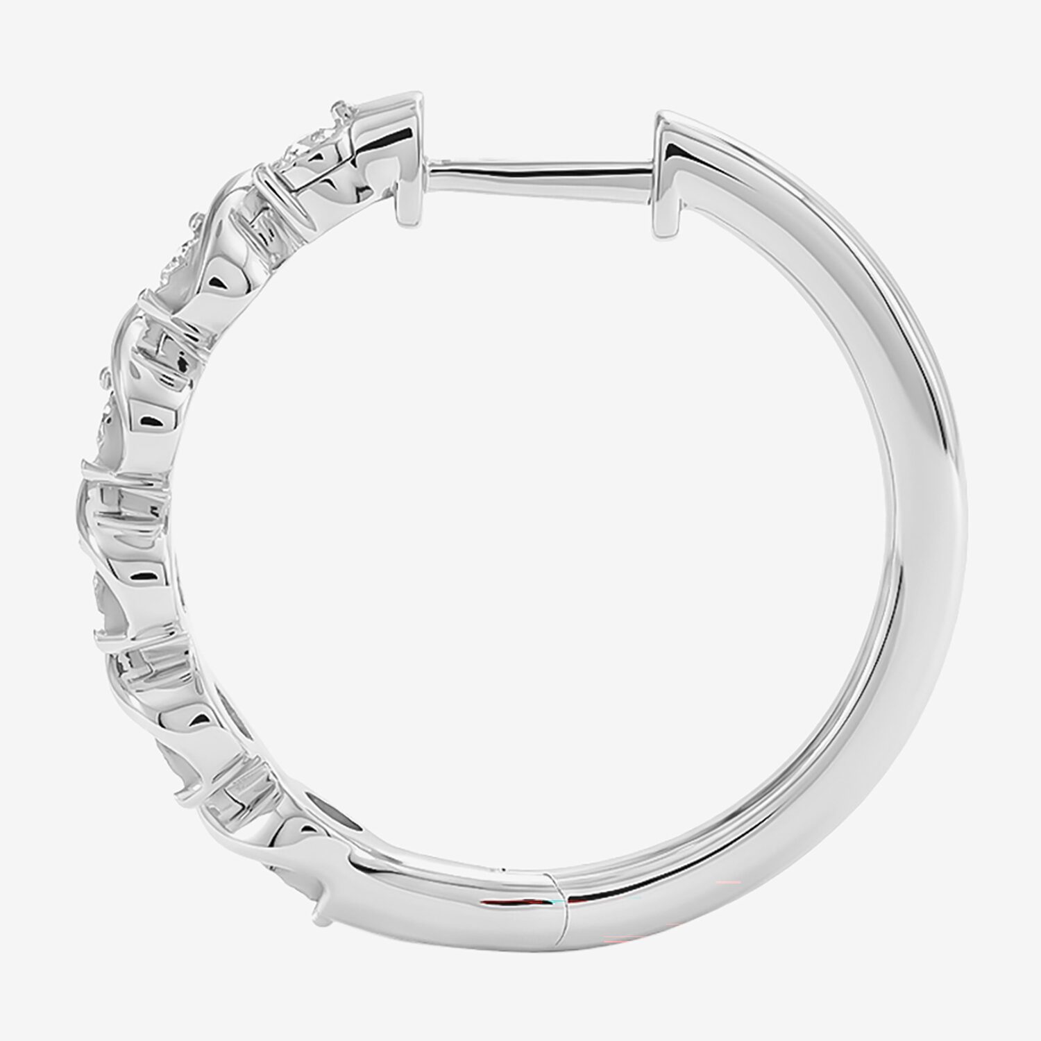 (F / Si2) Womens 1/4 CT. T.W. Lab Grown White Diamond Sterling Silver 22mm Hoop Earrings